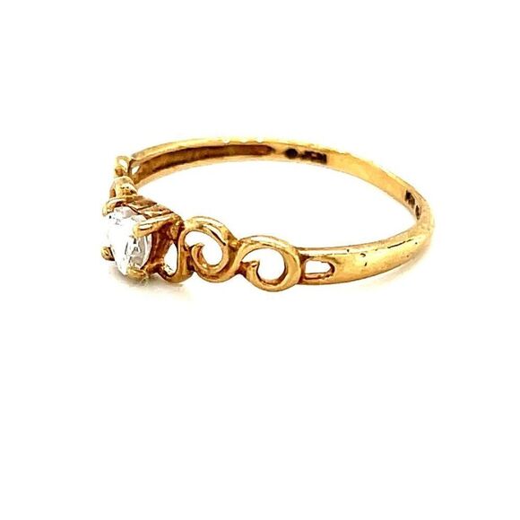 10k Gold White Cz Heart Ring - Picture 3 of 6